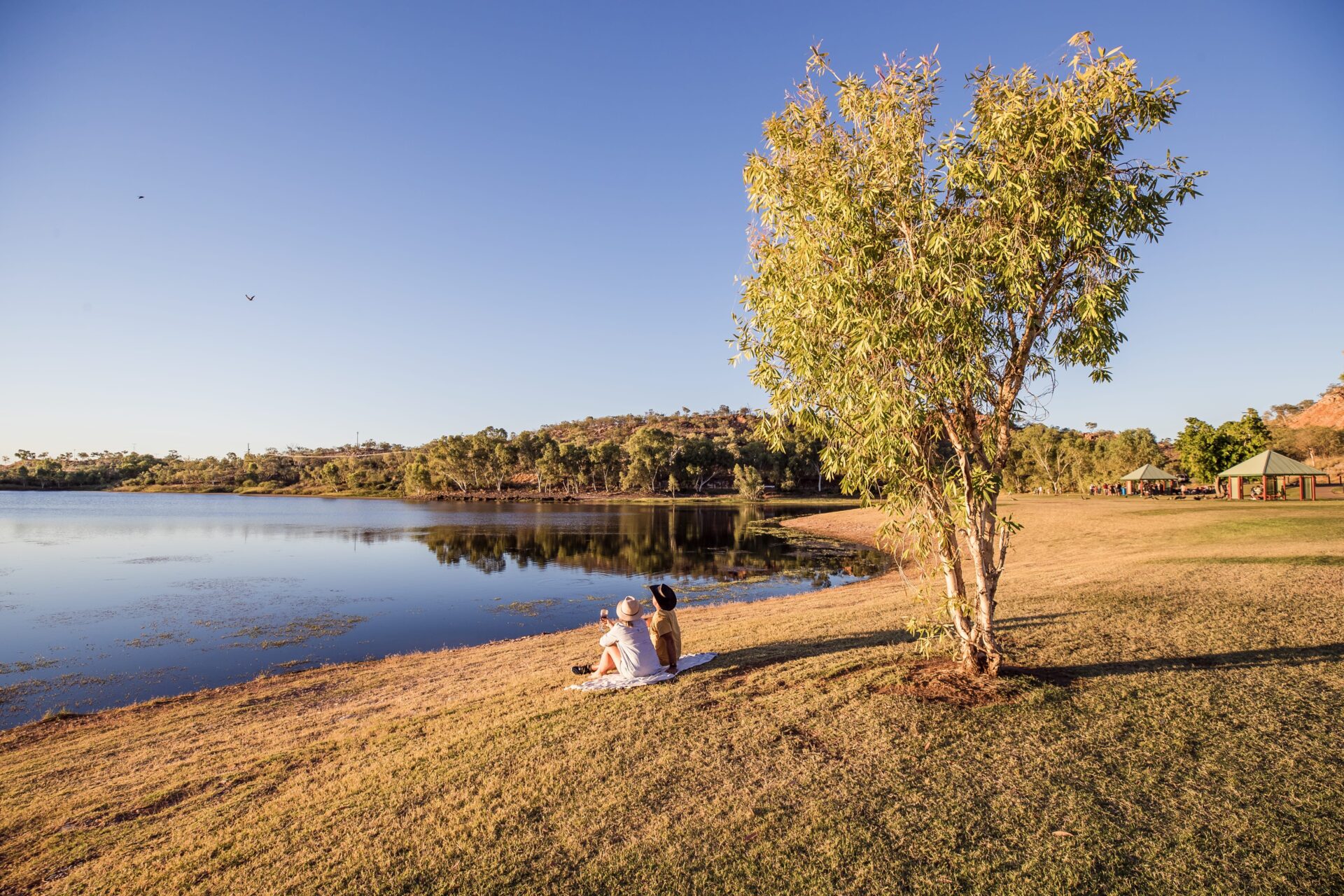 Couple relaxing at Lake Moondarra
