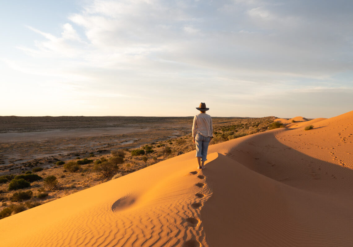 Walking on the sand dunes known as Big Red